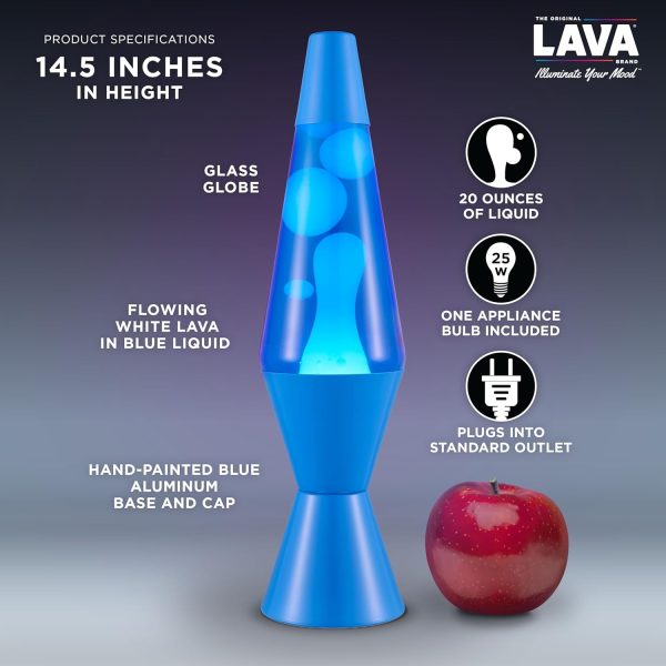 Lava The Original Lamp - New 14.5 Cerulean Blue ?C Classic Liquid Motion Lamp - White Wax and Blue Liquid - Item #2362 (Amazon Exclusive)