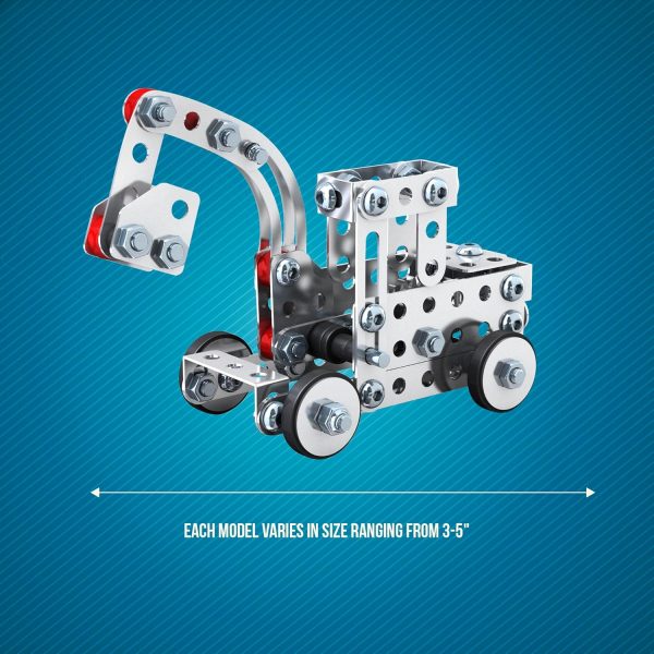 Schylling Steel Works Mechanical Multi-Model - Steel Building Set - Includes 300 Pieces. Tools. and Instructions to Make 10 Different Models - Ages 8 and Up